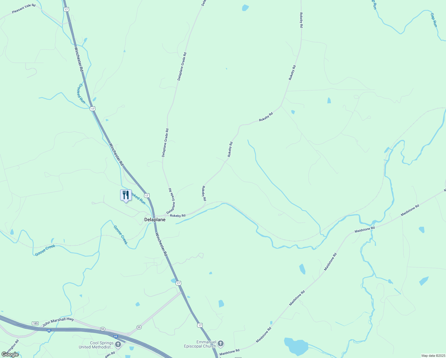 map of restaurants, bars, coffee shops, grocery stores, and more near 9565 Briar Lane in Delaplane
