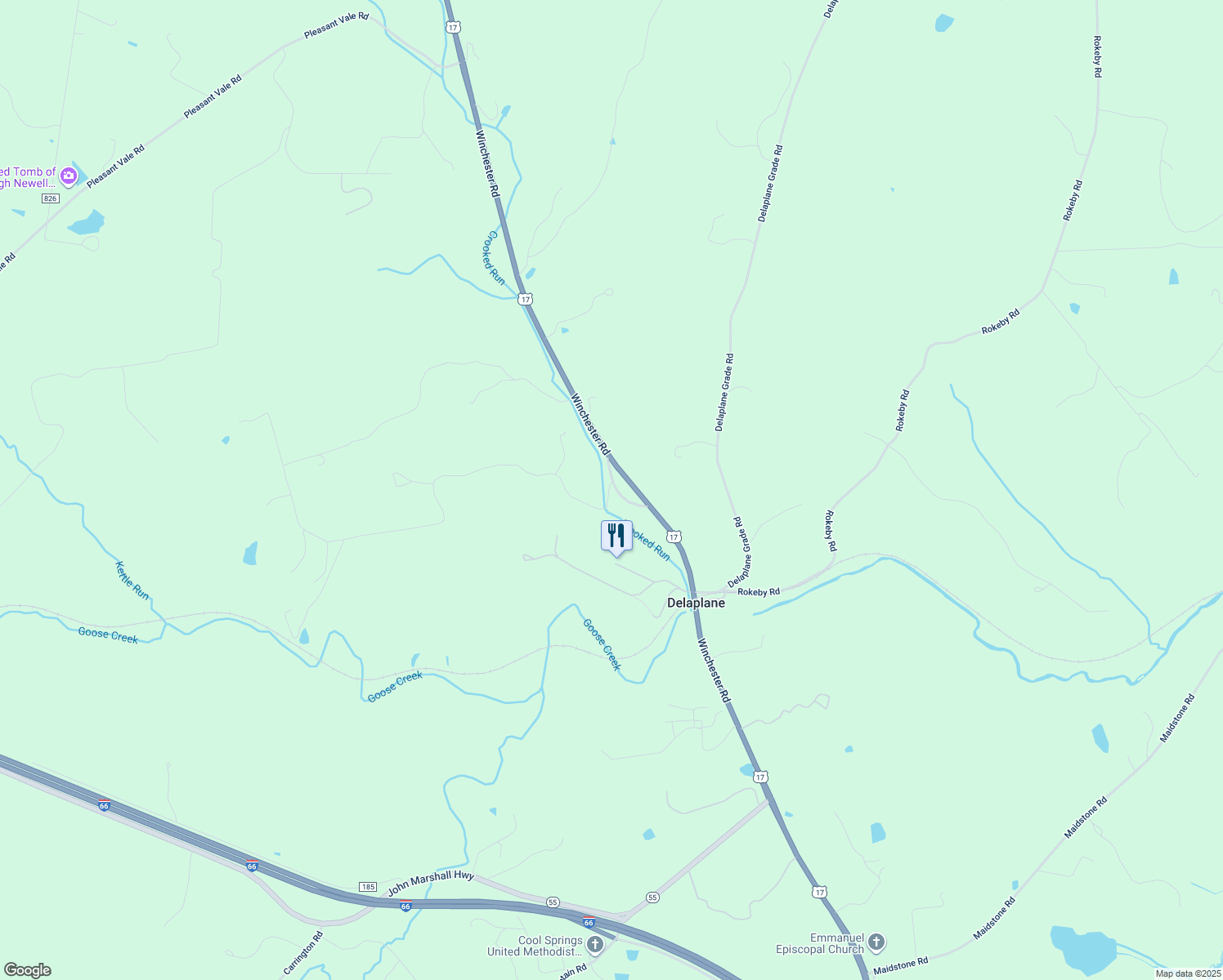 map of restaurants, bars, coffee shops, grocery stores, and more near 2720 Crooked Run Road in Delaplane