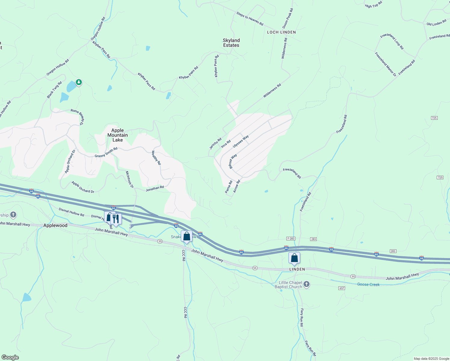 map of restaurants, bars, coffee shops, grocery stores, and more near 105 Ulysses Way in Linden