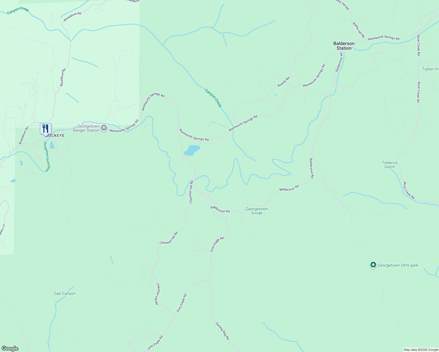 map of restaurants, bars, coffee shops, grocery stores, and more near 8265 Balderston Road in Georgetown