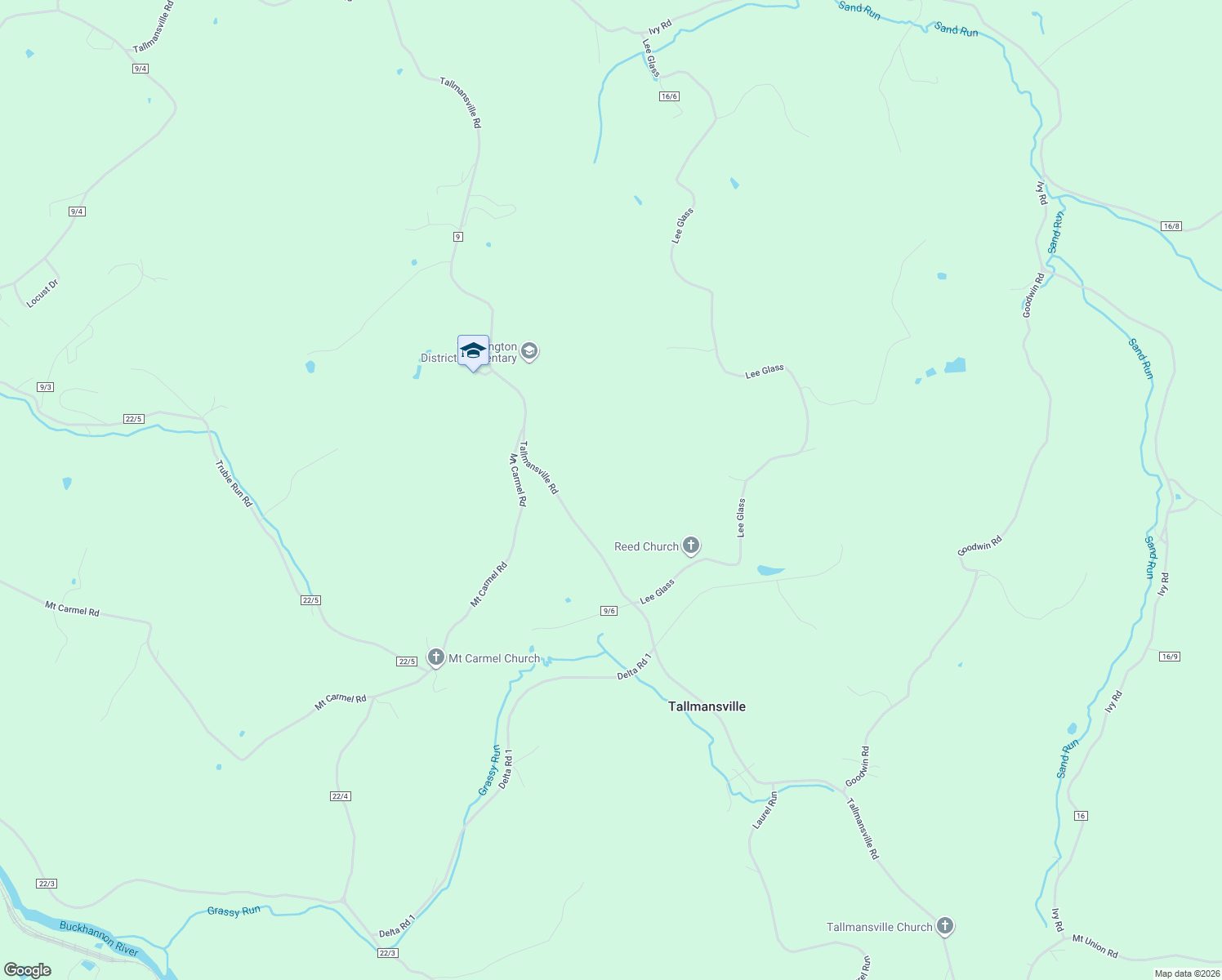 map of restaurants, bars, coffee shops, grocery stores, and more near Tallmansville Road in Buckhannon