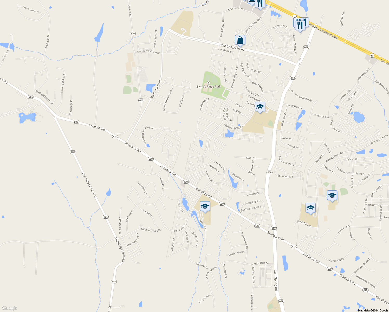 map of restaurants, bars, coffee shops, grocery stores, and more near 41792 Expectation Square in Aldie