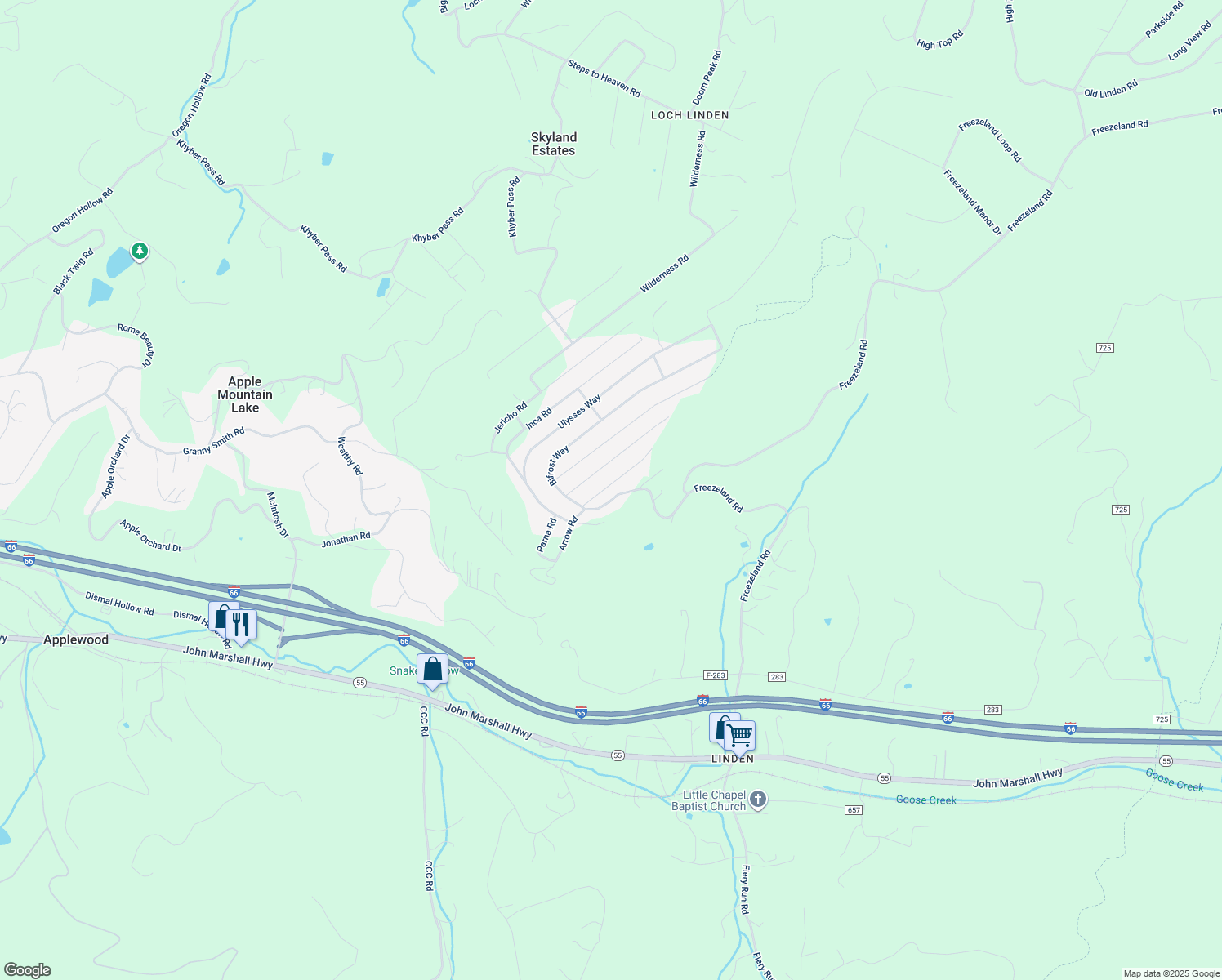 map of restaurants, bars, coffee shops, grocery stores, and more near 88 Arrowood Road in Skyland Estates