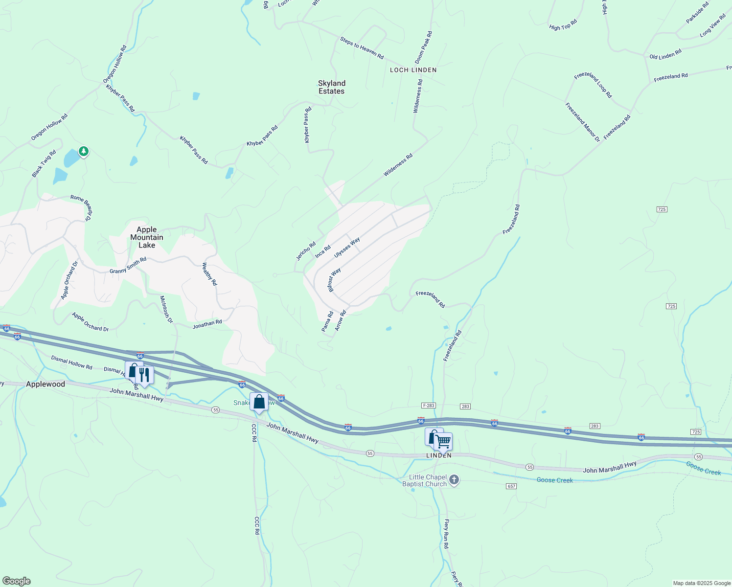map of restaurants, bars, coffee shops, grocery stores, and more near 88 Arrowood Road in Skyland Estates