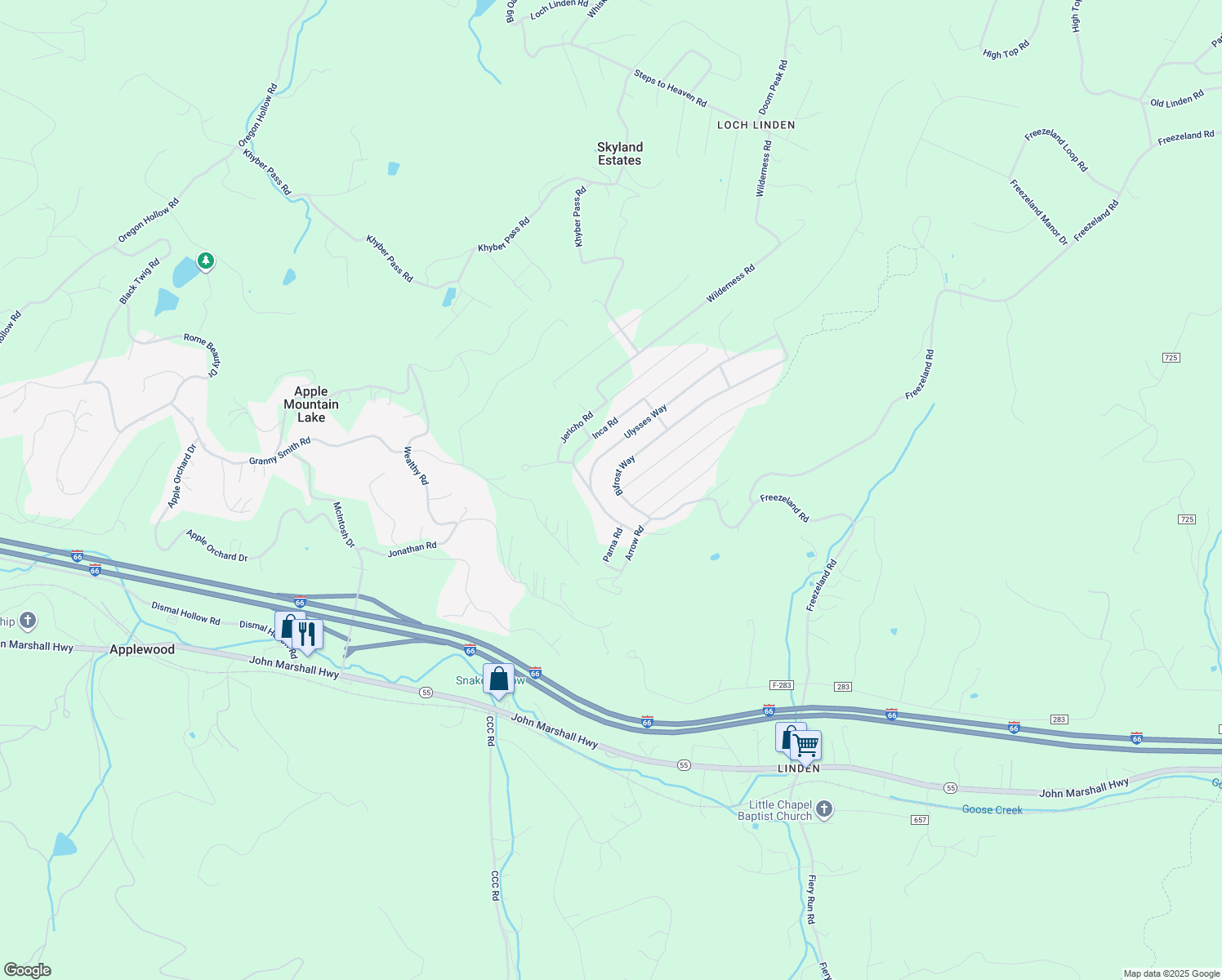 map of restaurants, bars, coffee shops, grocery stores, and more near 515 Bifrost Way in Linden