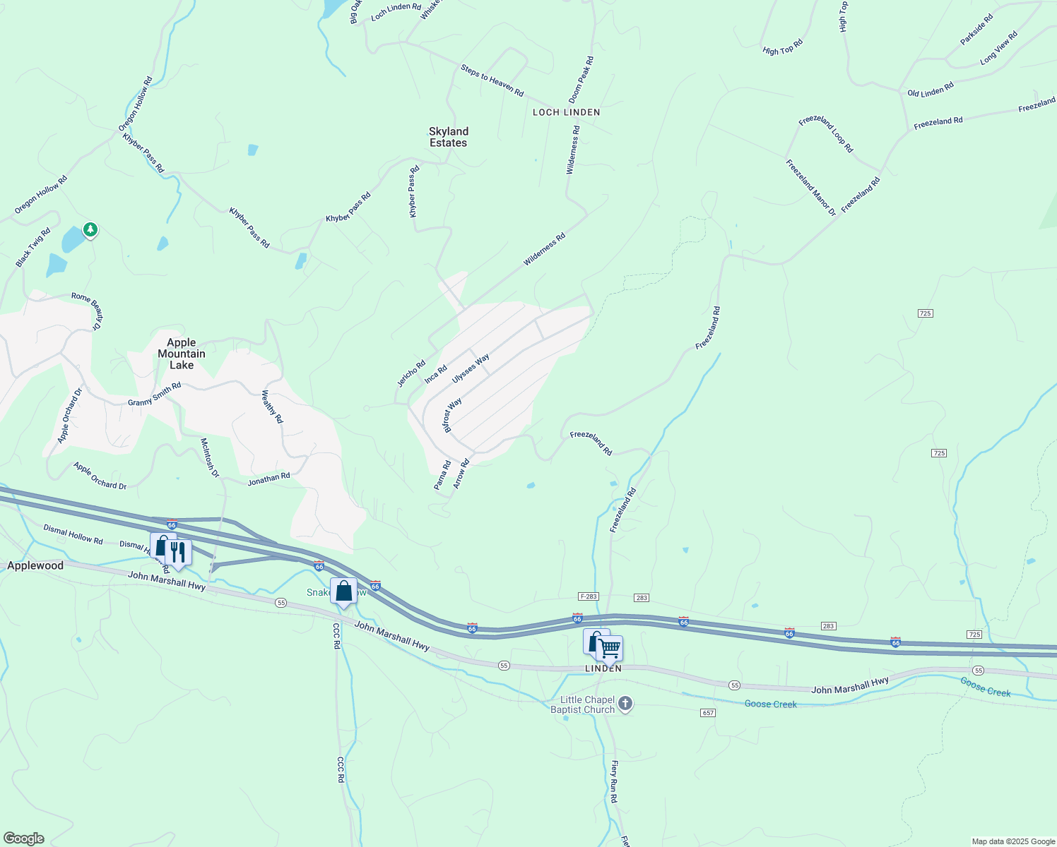 map of restaurants, bars, coffee shops, grocery stores, and more near 61 Enna Lane in Linden