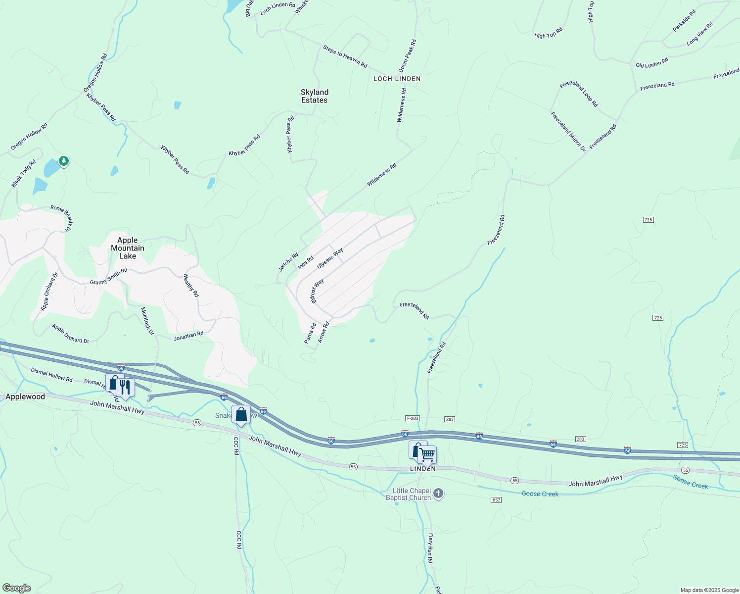 map of restaurants, bars, coffee shops, grocery stores, and more near 61 Enna Lane in Linden