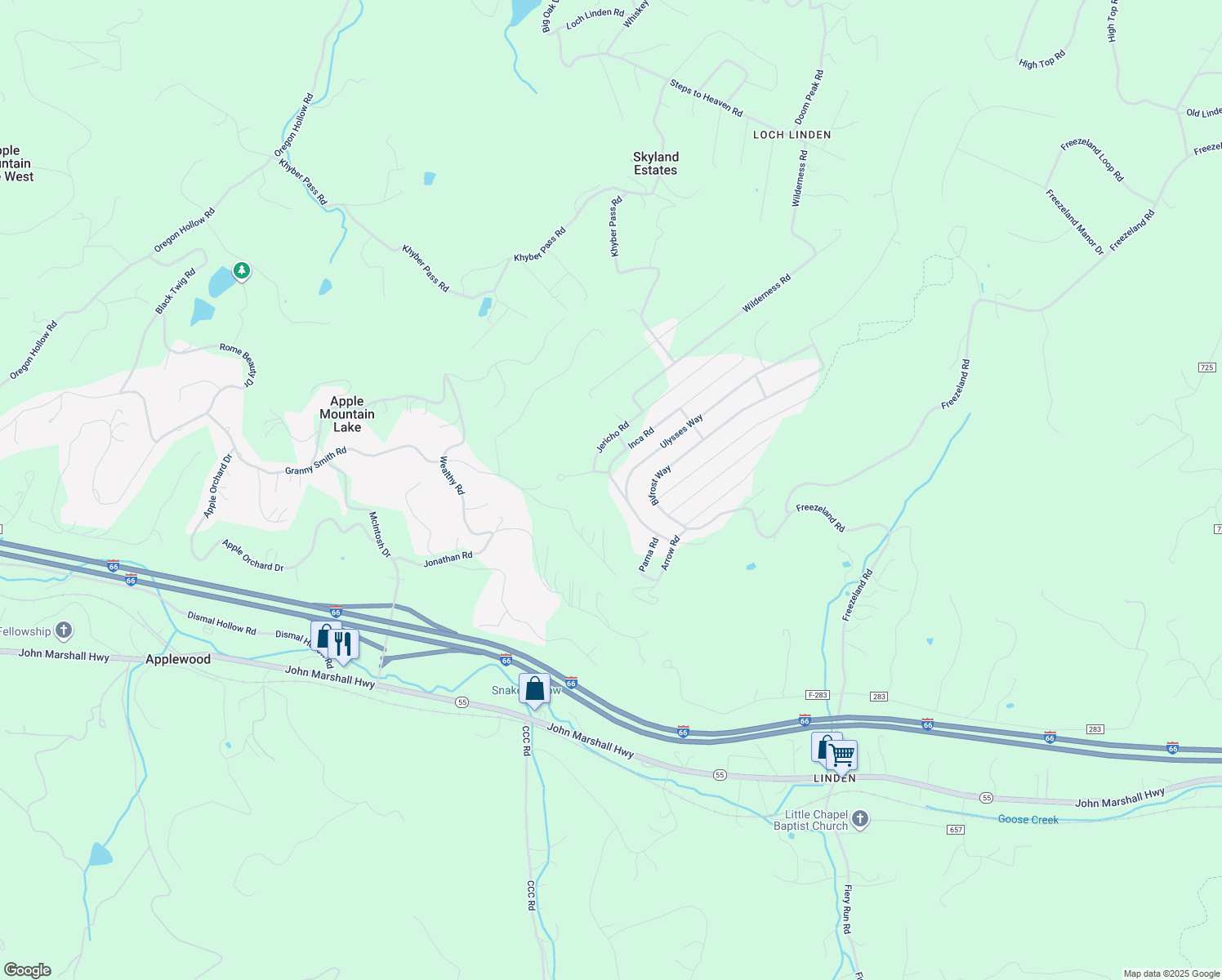 map of restaurants, bars, coffee shops, grocery stores, and more near 49 Sunset Lane in Linden