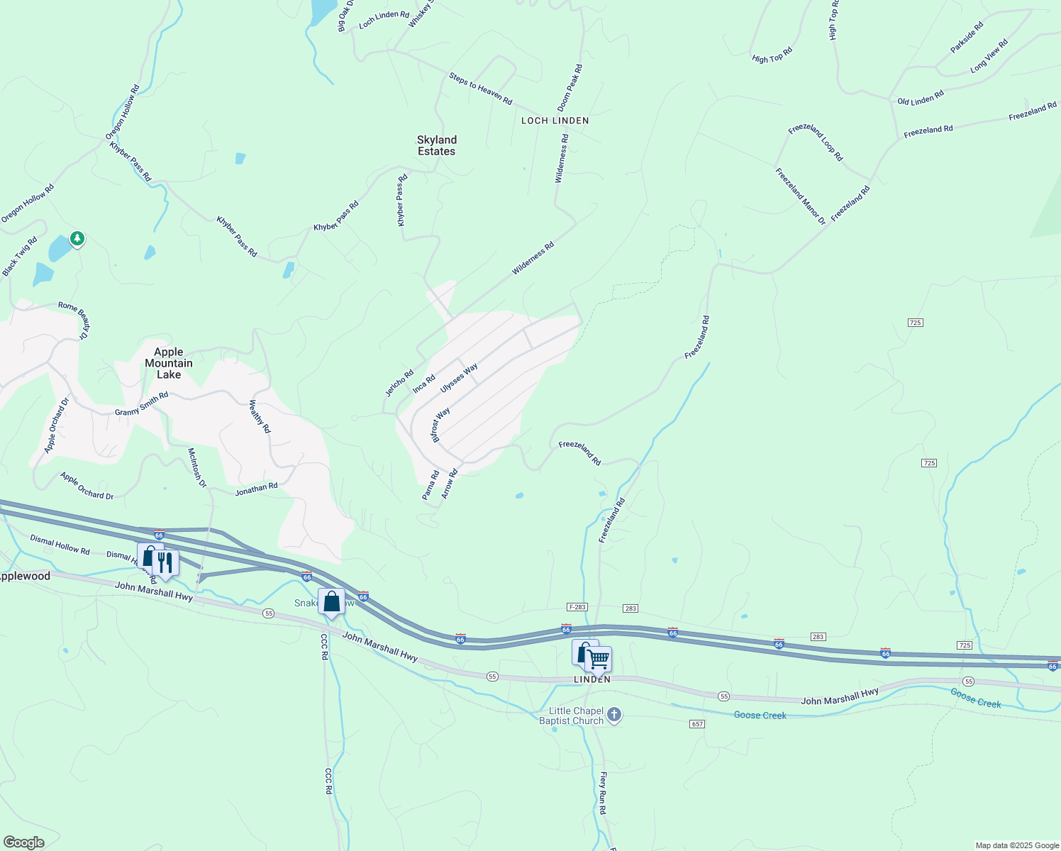 map of restaurants, bars, coffee shops, grocery stores, and more near 85 Enna Lane in Linden