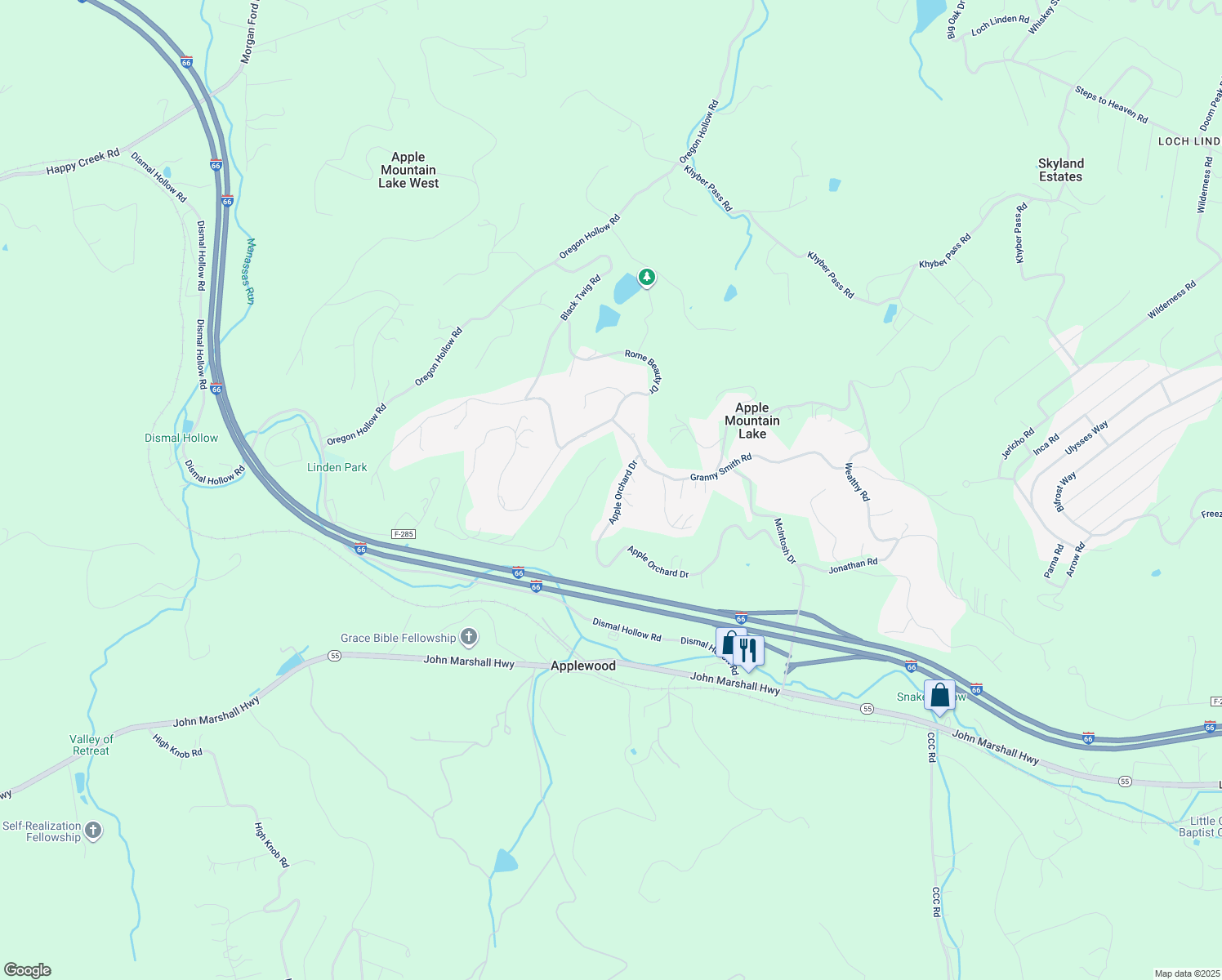 map of restaurants, bars, coffee shops, grocery stores, and more near 112 Apple Orchard Drive in Linden