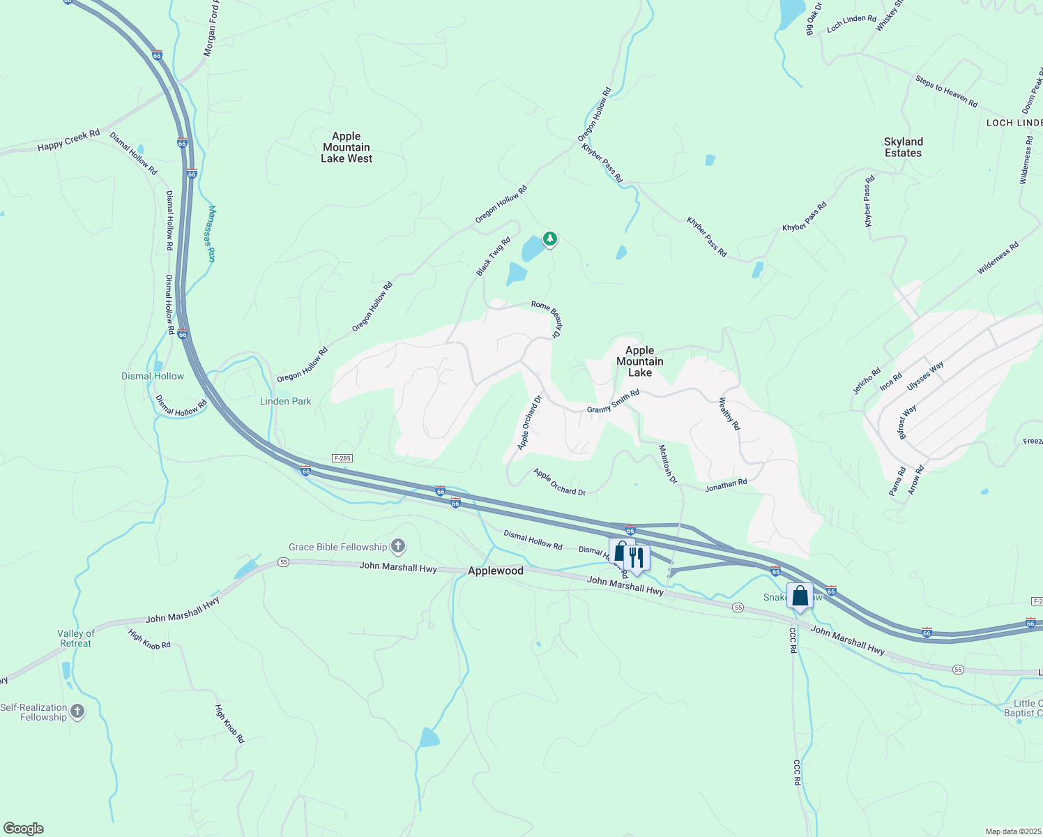 map of restaurants, bars, coffee shops, grocery stores, and more near 112 Apple Orchard Drive in Linden