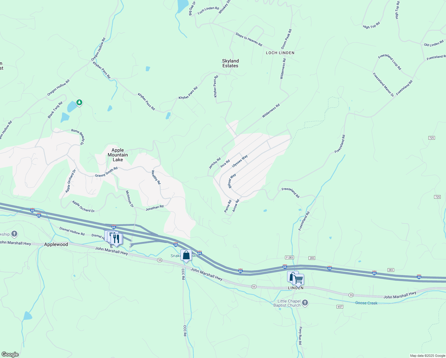 map of restaurants, bars, coffee shops, grocery stores, and more near 248 Ulysses Way in Linden