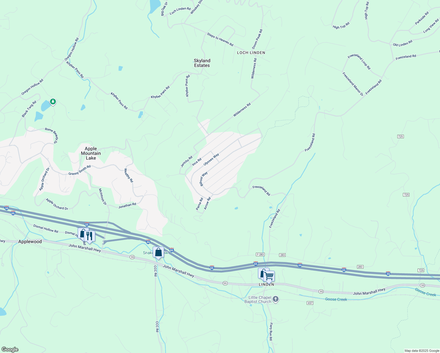 map of restaurants, bars, coffee shops, grocery stores, and more near 159 Parnassus Road in Linden