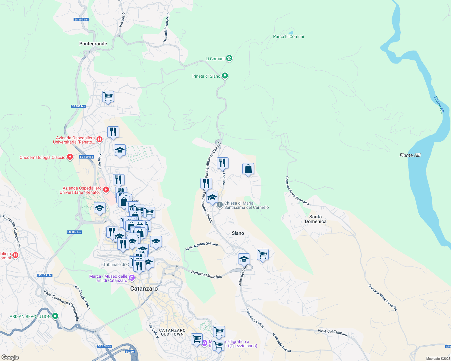 map of restaurants, bars, coffee shops, grocery stores, and more near 26 Via Tre Fontane in Siano