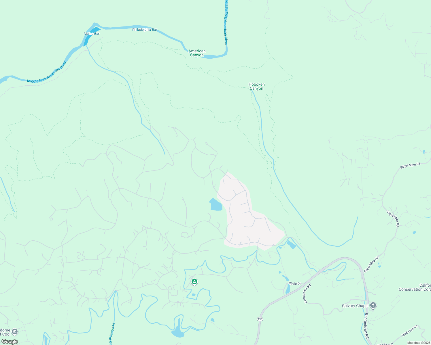 map of restaurants, bars, coffee shops, grocery stores, and more near 3184 Secret Lake Trail in Cool