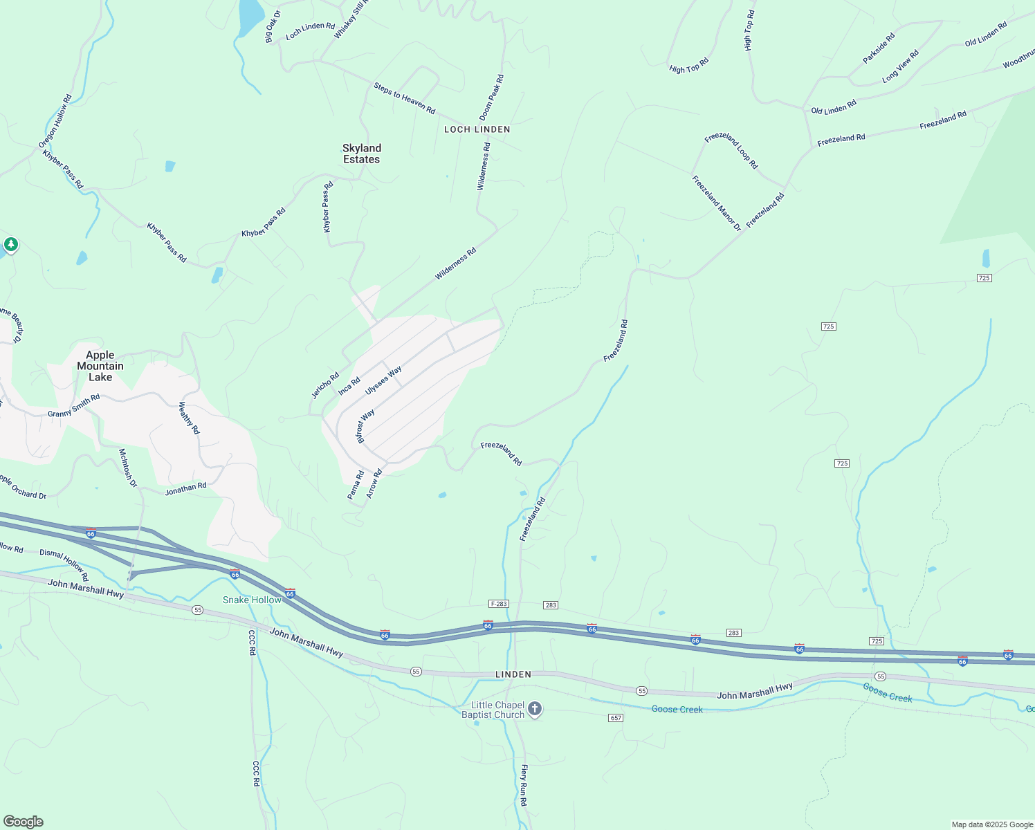 map of restaurants, bars, coffee shops, grocery stores, and more near Freezeland Road in Linden