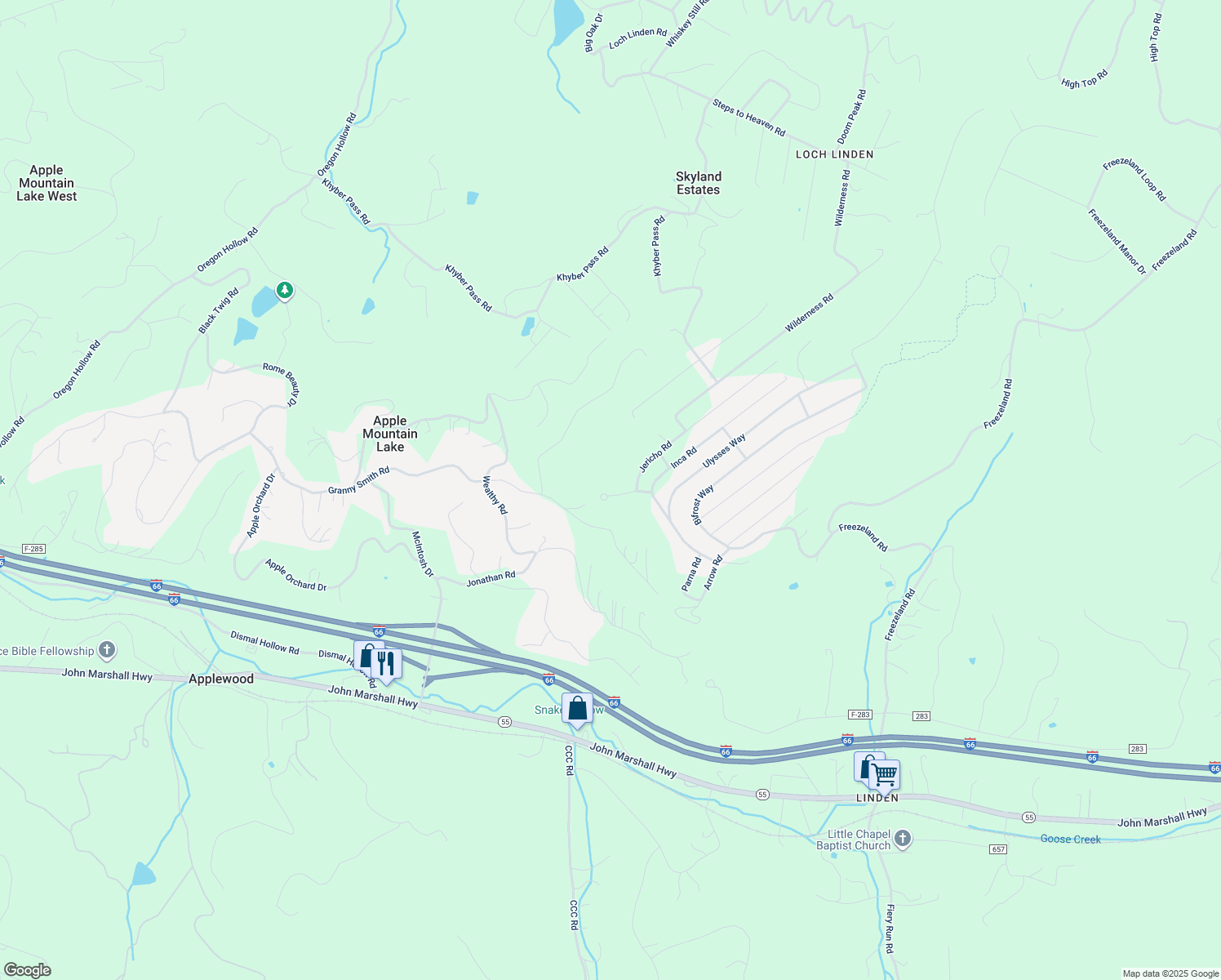 map of restaurants, bars, coffee shops, grocery stores, and more near 206 Sunset Lane in Linden