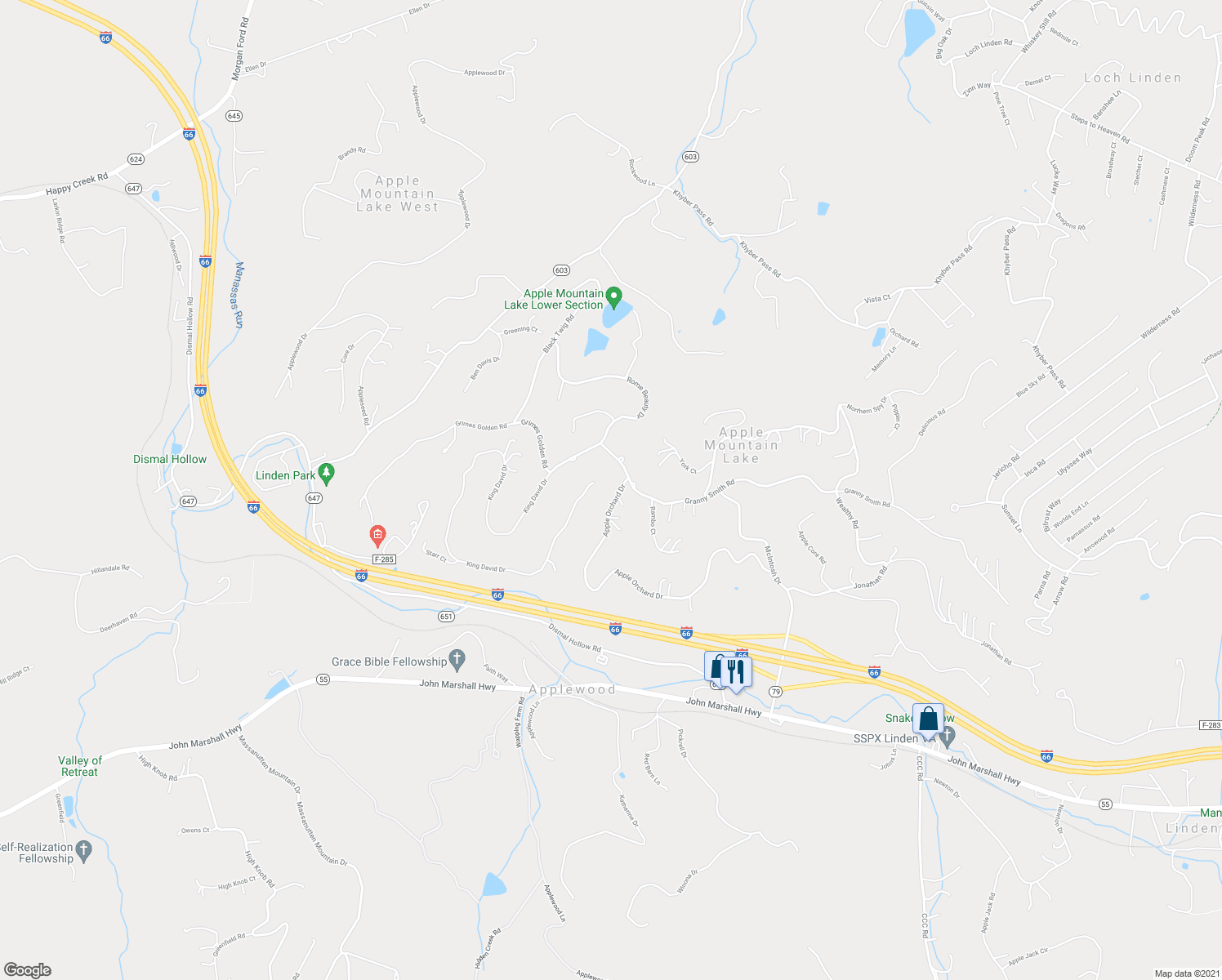 map of restaurants, bars, coffee shops, grocery stores, and more near 62 Apple Orchard Drive in Linden