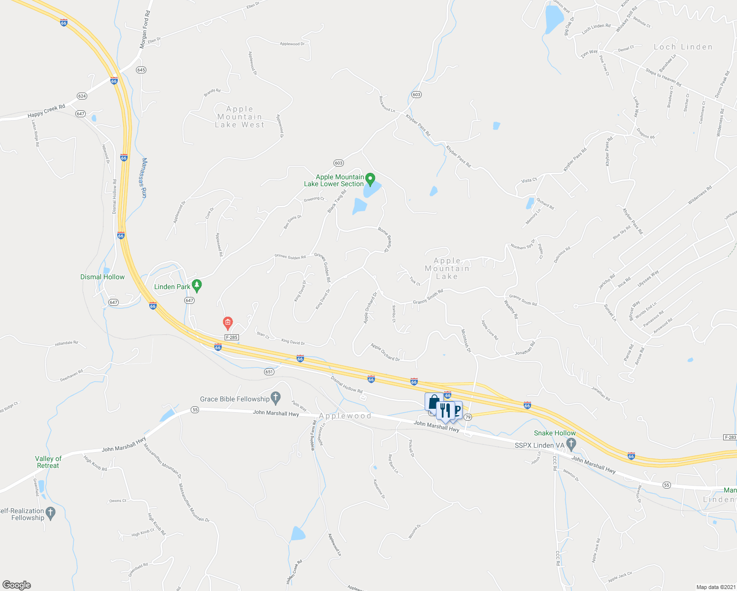 map of restaurants, bars, coffee shops, grocery stores, and more near 62 Apple Orchard Drive in Linden