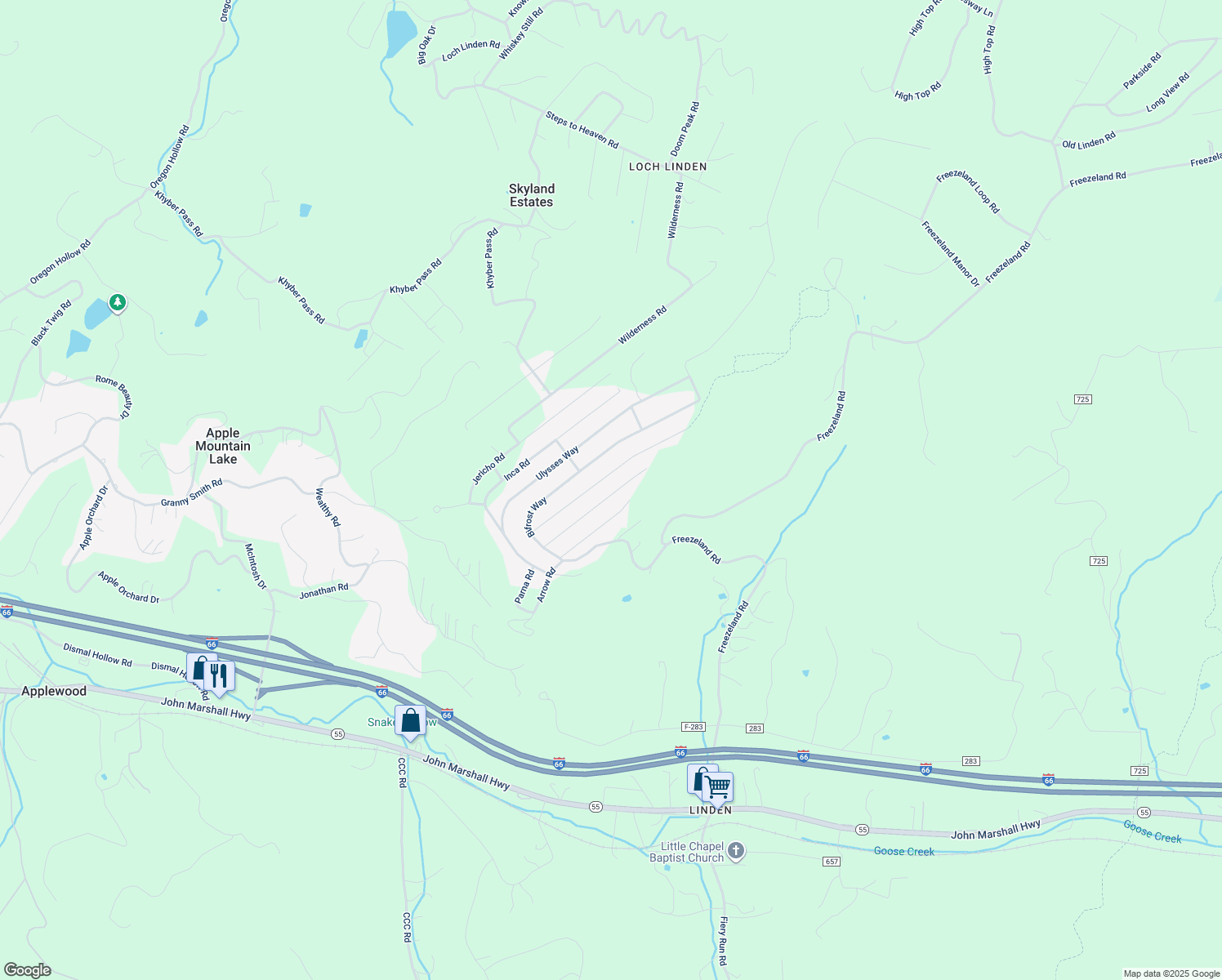 map of restaurants, bars, coffee shops, grocery stores, and more near 253 Parnassus Road in Linden