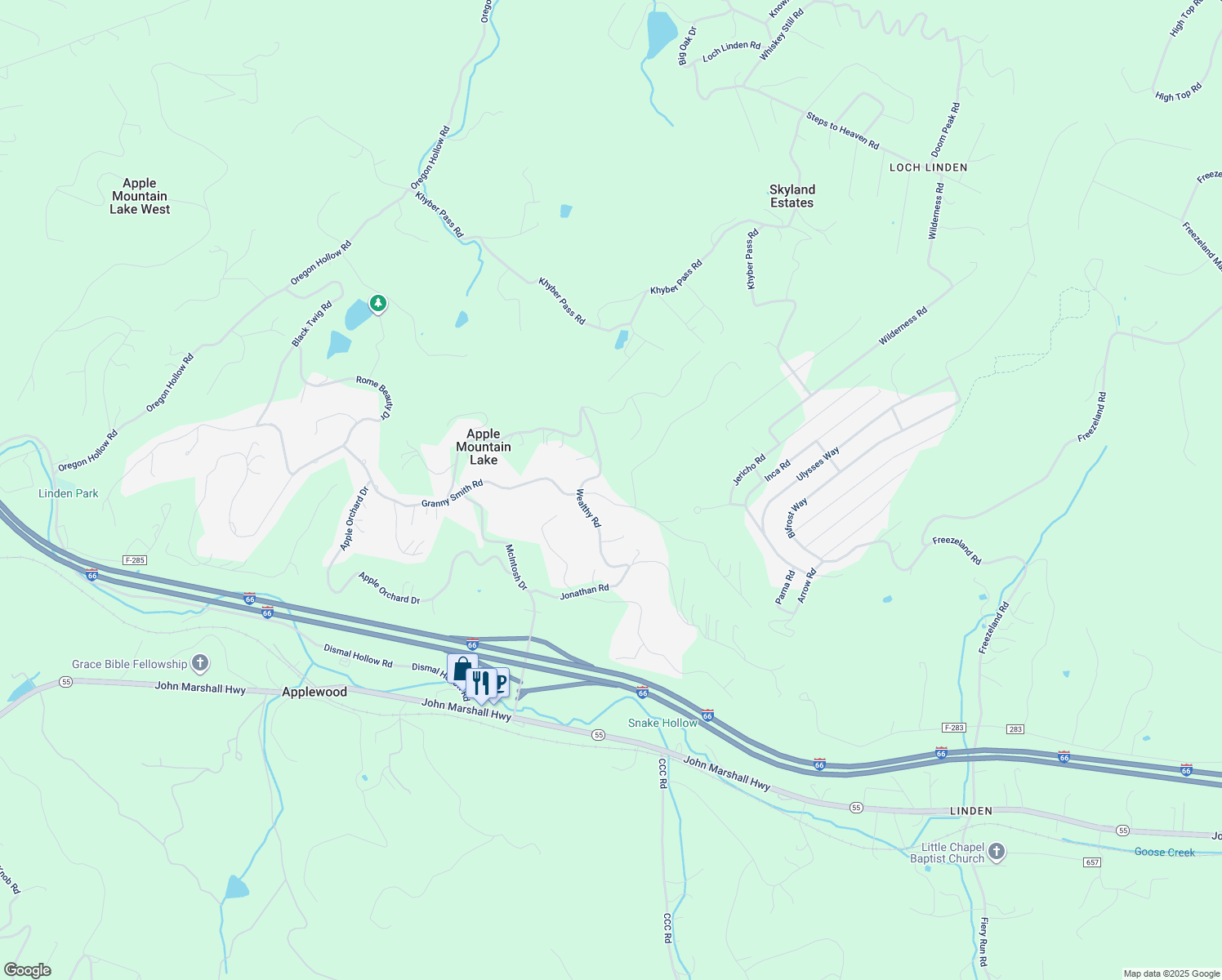 map of restaurants, bars, coffee shops, grocery stores, and more near 867 Granny Smith Road in Linden