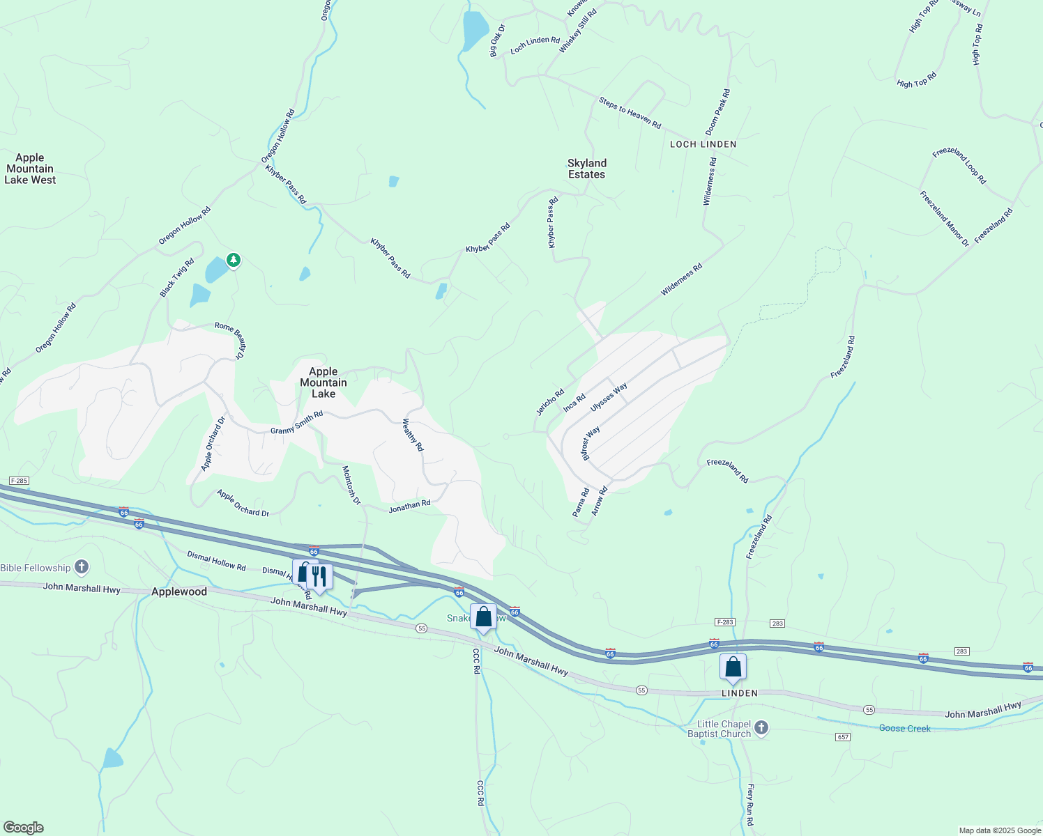 map of restaurants, bars, coffee shops, grocery stores, and more near 200 Sunset Lane in Linden