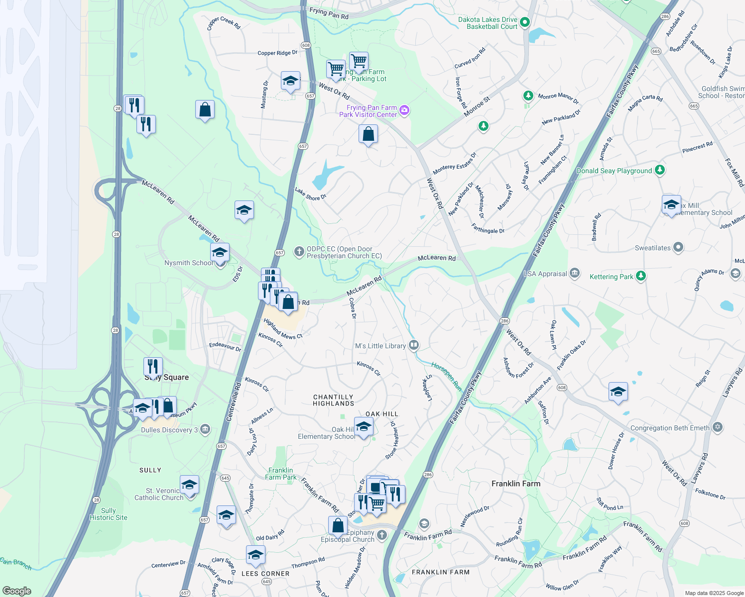 map of restaurants, bars, coffee shops, grocery stores, and more near 3013 Jeannie Anna Court in Herndon