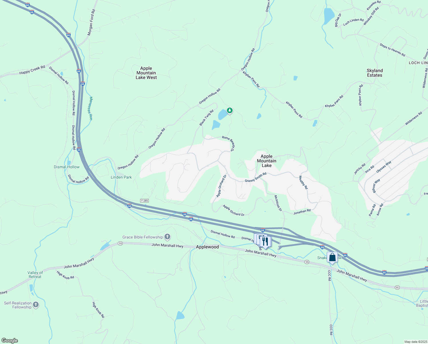 map of restaurants, bars, coffee shops, grocery stores, and more near 1399 King David Drive in Linden
