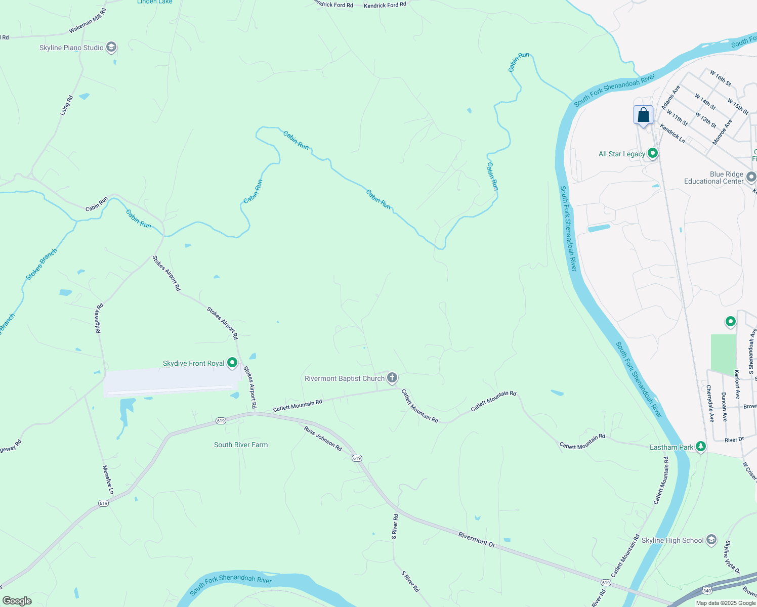 map of restaurants, bars, coffee shops, grocery stores, and more near 442 Corron Drive in Front Royal