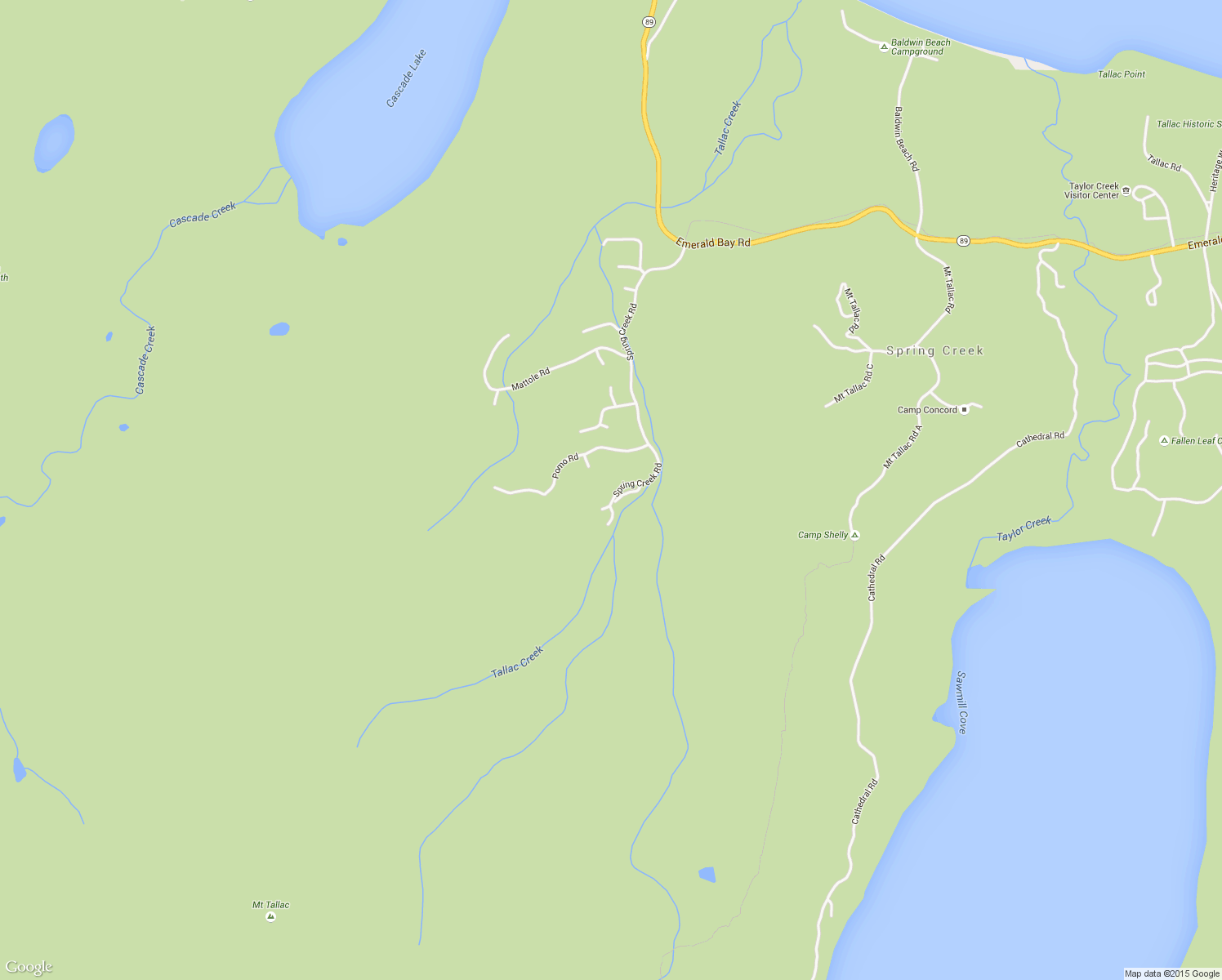 map of restaurants, bars, coffee shops, grocery stores, and more near 1621 Spring Creek Road in South Lake Tahoe