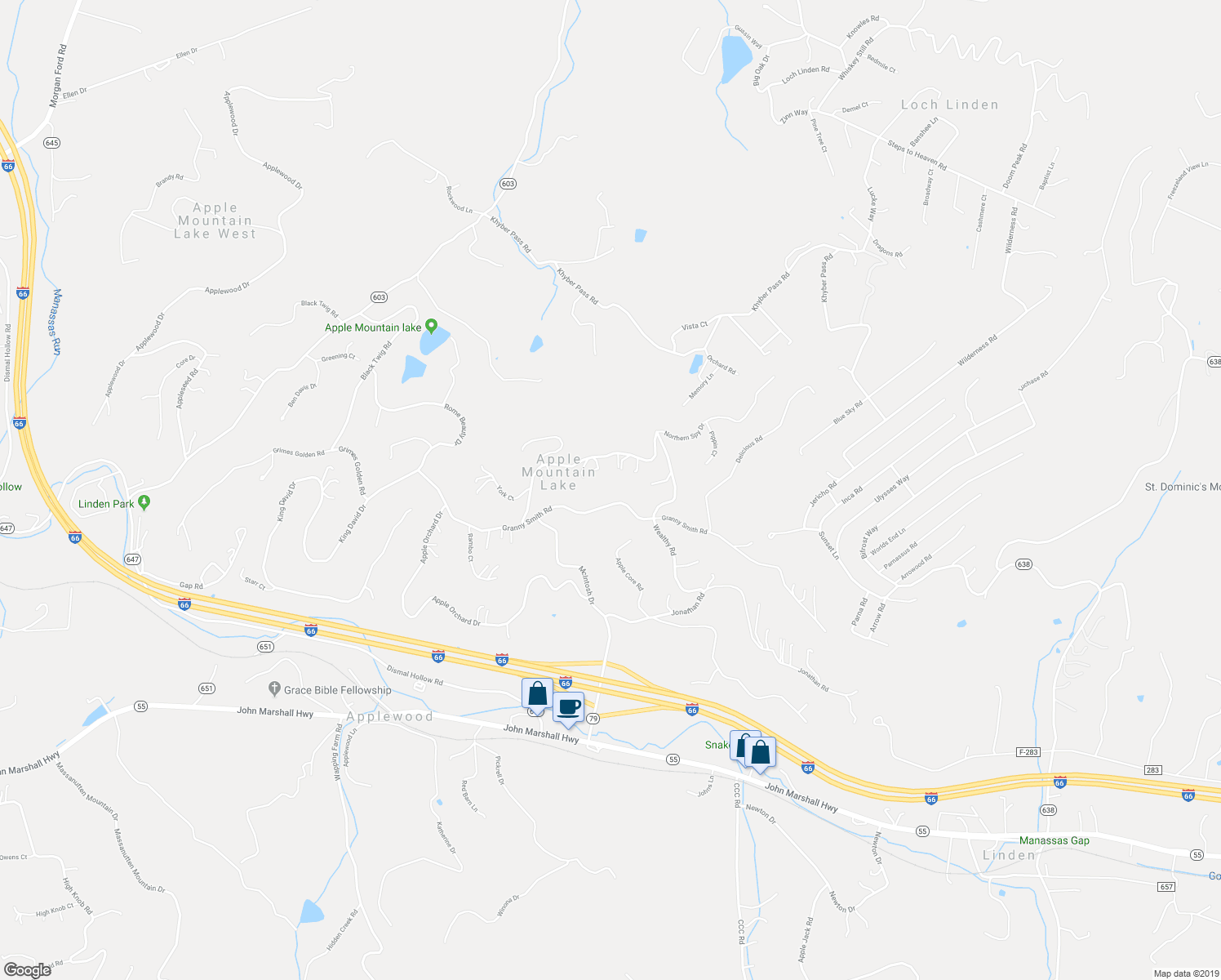 map of restaurants, bars, coffee shops, grocery stores, and more near 645 Granny Smith Road in Linden