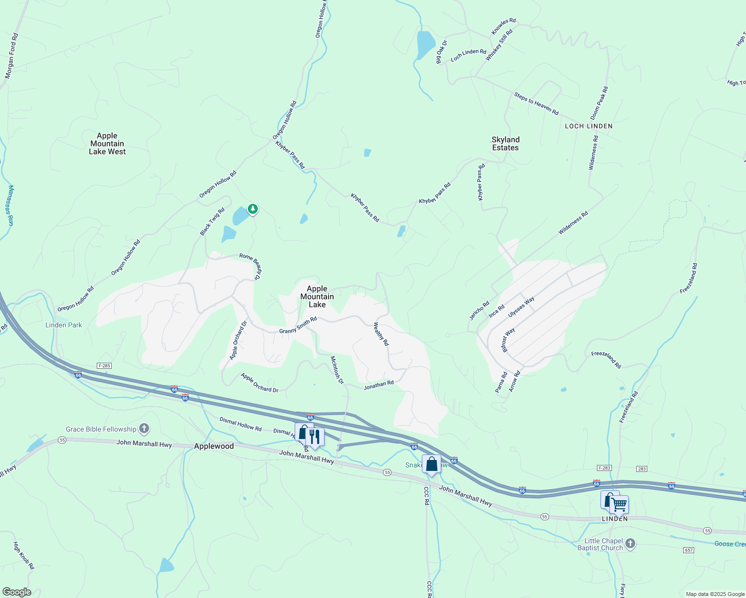 map of restaurants, bars, coffee shops, grocery stores, and more near 516 Northern Spy Drive in Linden