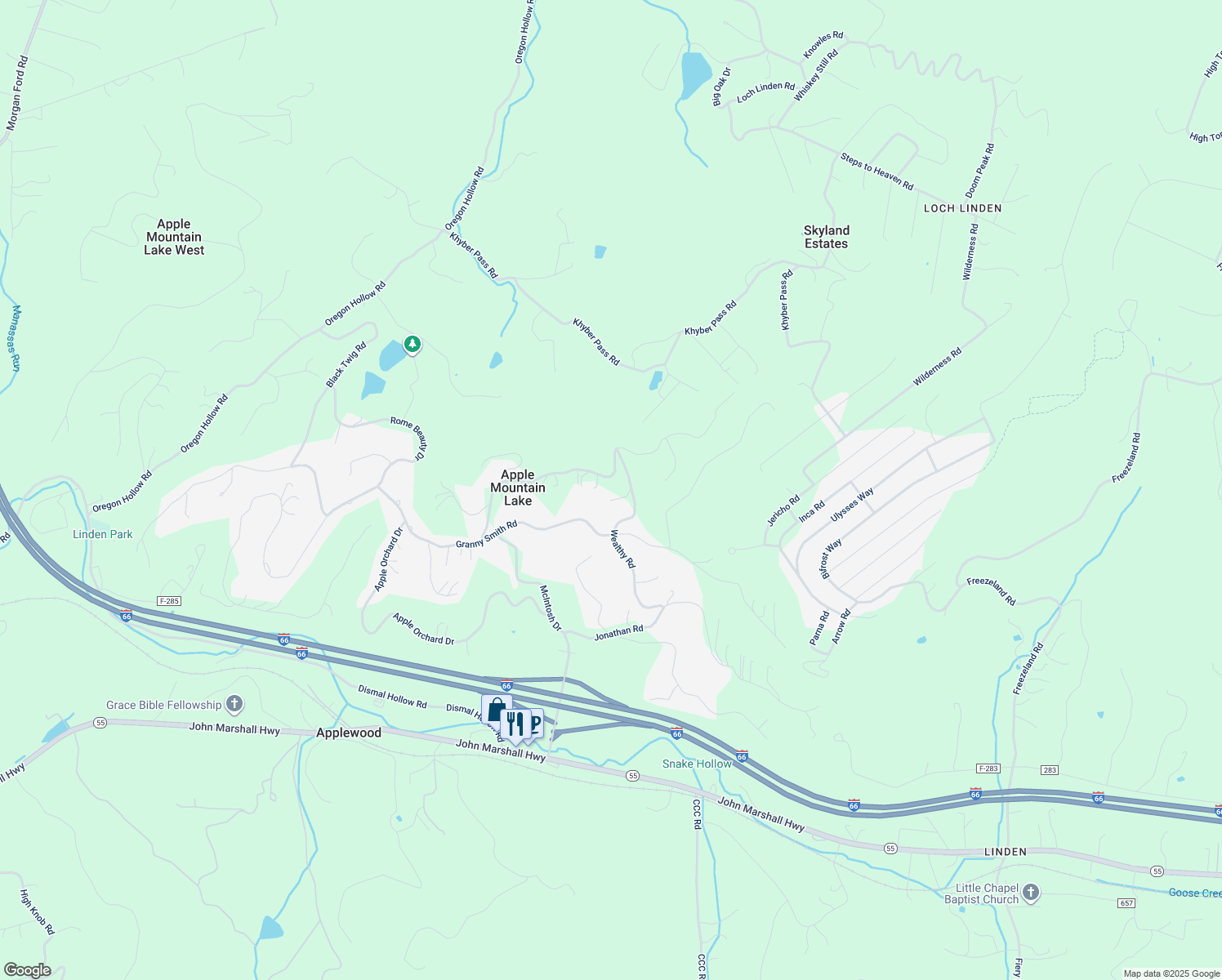 map of restaurants, bars, coffee shops, grocery stores, and more near 516 Northern Spy Drive in Linden