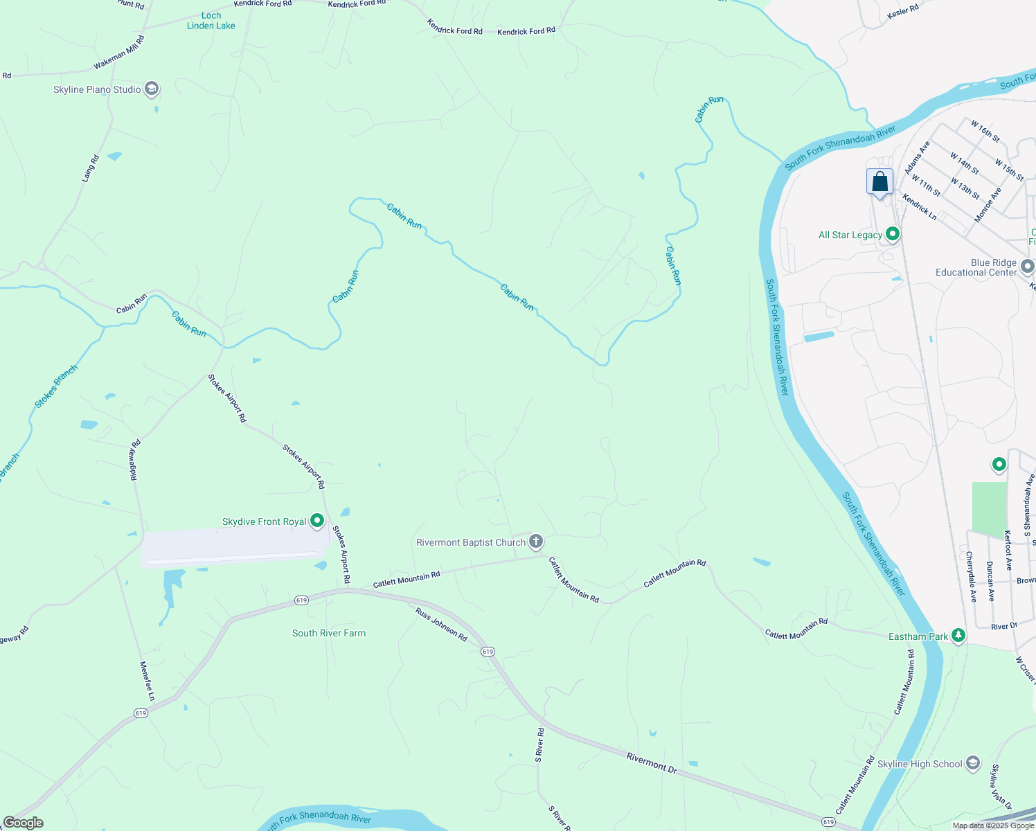 map of restaurants, bars, coffee shops, grocery stores, and more near 515 Corron Drive in Front Royal