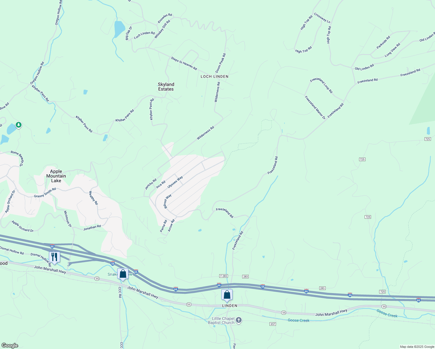map of restaurants, bars, coffee shops, grocery stores, and more near 488 Worlds End Ln in Linden