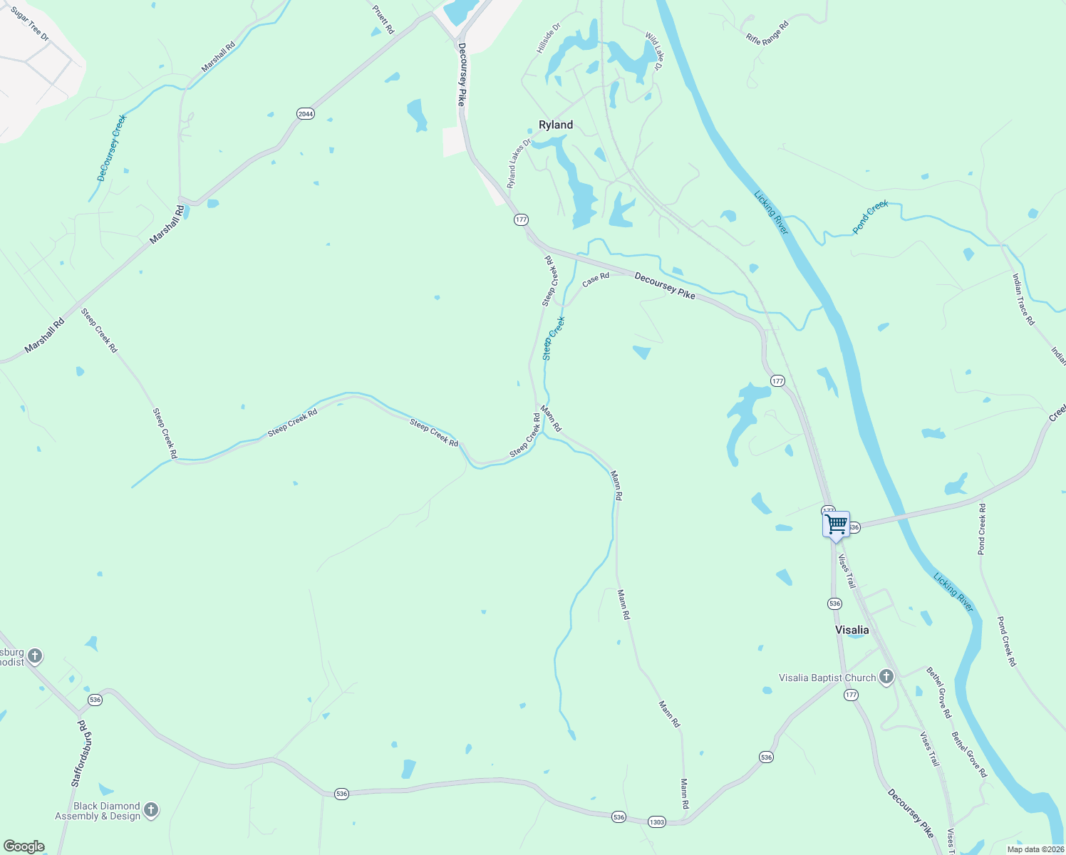 map of restaurants, bars, coffee shops, grocery stores, and more near 3770 Steep Creek Road in Covington