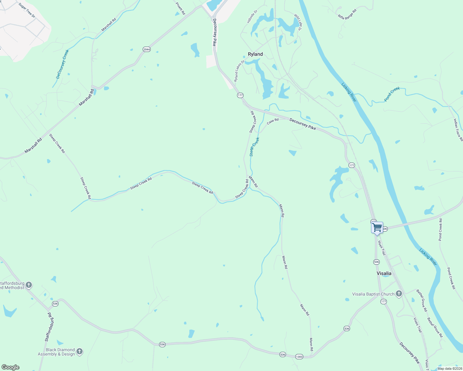 map of restaurants, bars, coffee shops, grocery stores, and more near 3766 Steep Creek Road in Covington