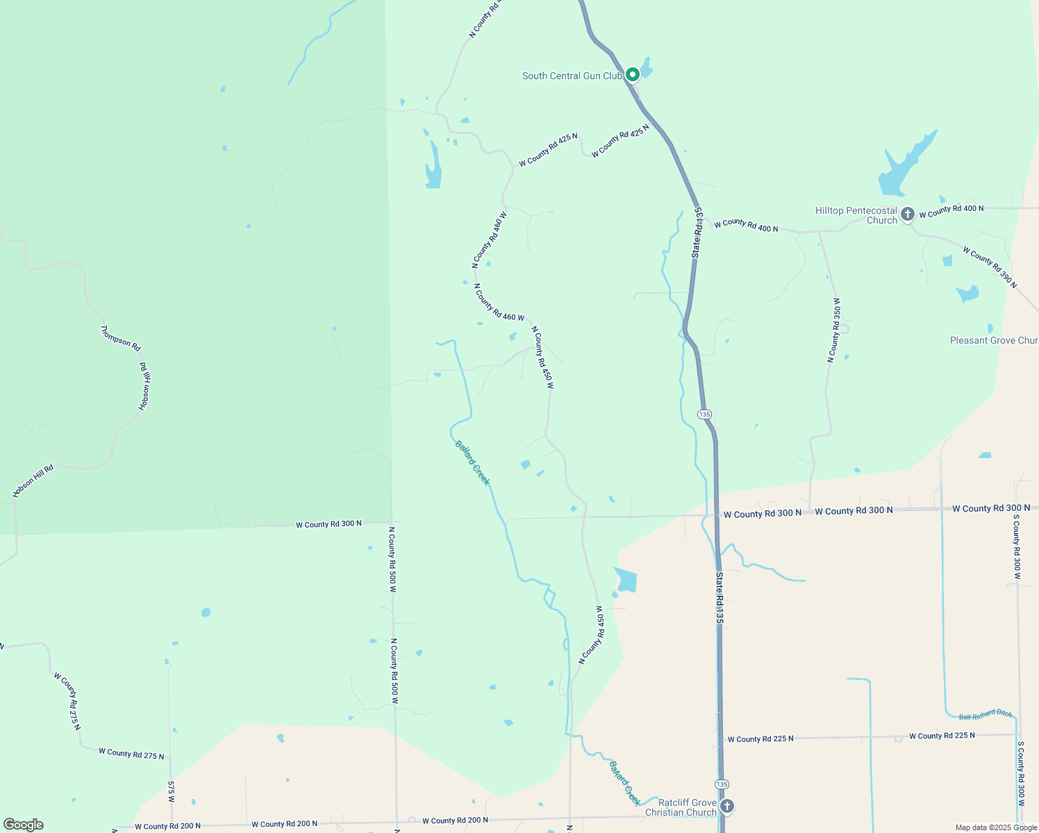 map of restaurants, bars, coffee shops, grocery stores, and more near 3456 North County Road 450 West in Freetown