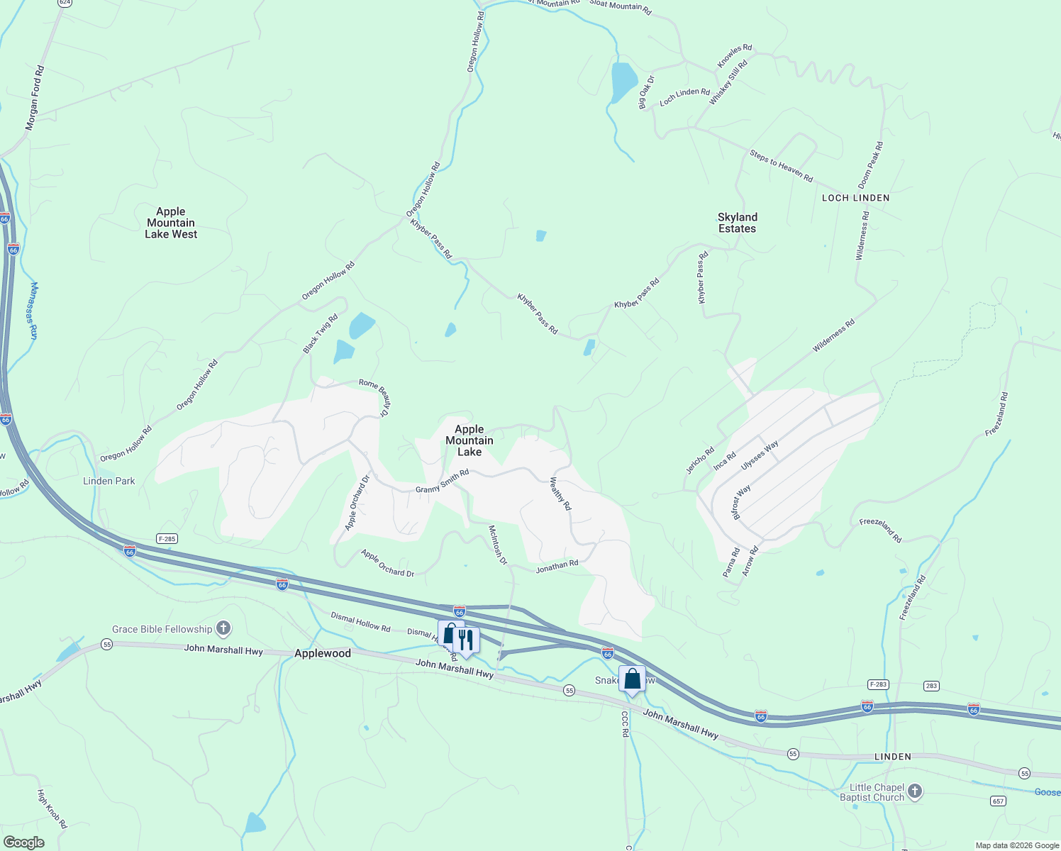 map of restaurants, bars, coffee shops, grocery stores, and more near 418 Northern Spy Drive in Linden