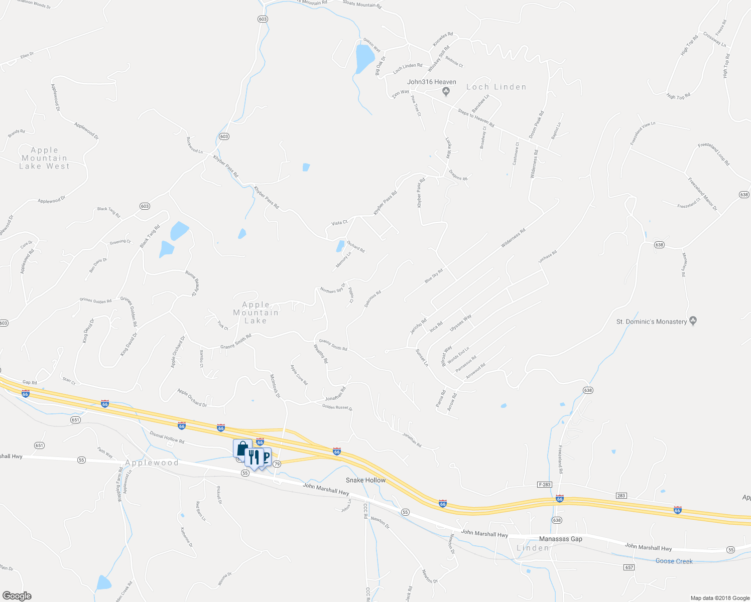 map of restaurants, bars, coffee shops, grocery stores, and more near 288 Delicious Road in Linden
