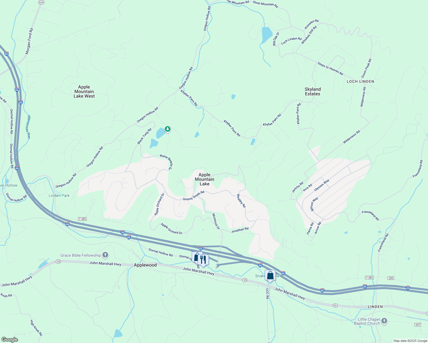 map of restaurants, bars, coffee shops, grocery stores, and more near 321 Northern Spy Drive in Linden
