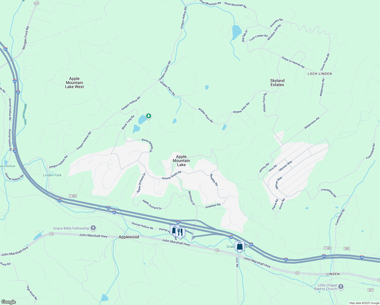 map of restaurants, bars, coffee shops, grocery stores, and more near 321 Northern Spy Drive in Linden