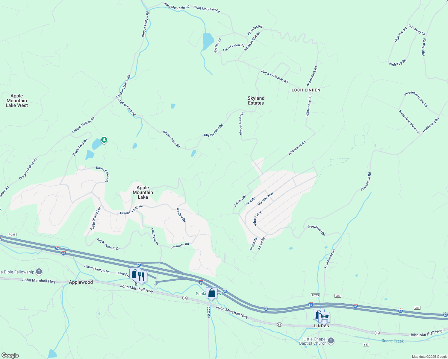 map of restaurants, bars, coffee shops, grocery stores, and more near 378 Delicious Road in Linden
