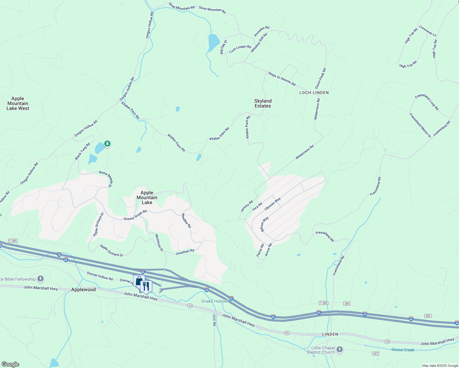 map of restaurants, bars, coffee shops, grocery stores, and more near 378 Delicious Road in Linden
