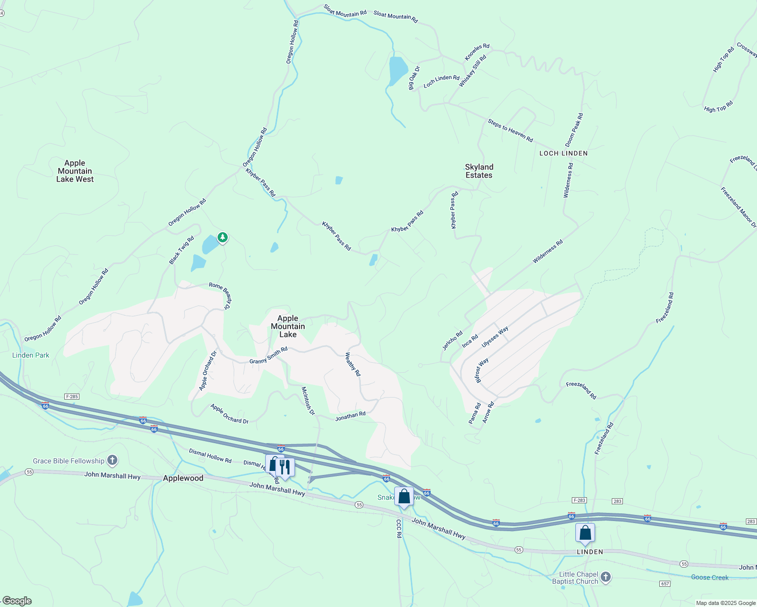 map of restaurants, bars, coffee shops, grocery stores, and more near 710 Northern Spy Drive in Linden