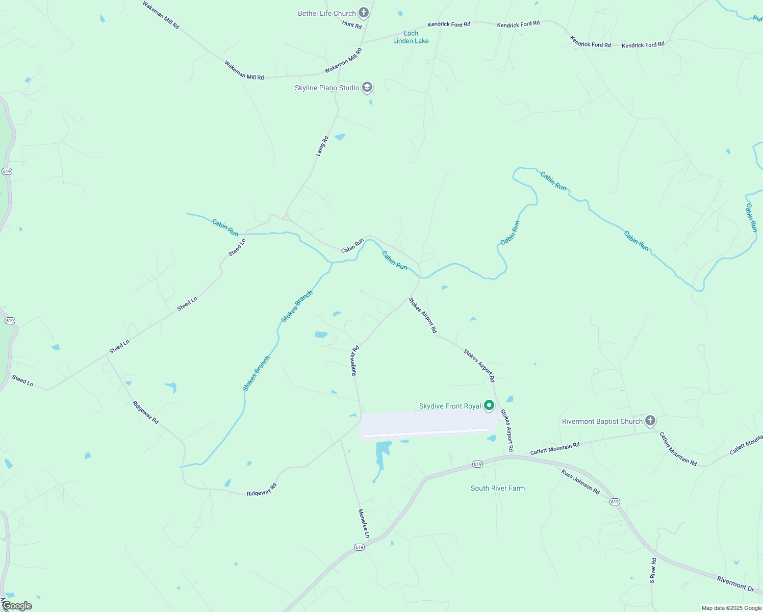 map of restaurants, bars, coffee shops, grocery stores, and more near 2199 Ridgeway Road in Front Royal