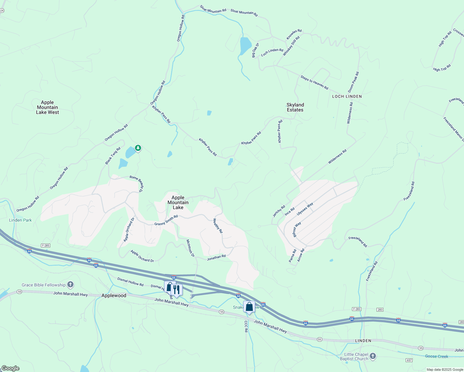 map of restaurants, bars, coffee shops, grocery stores, and more near 710 Northern Spy Drive in Linden
