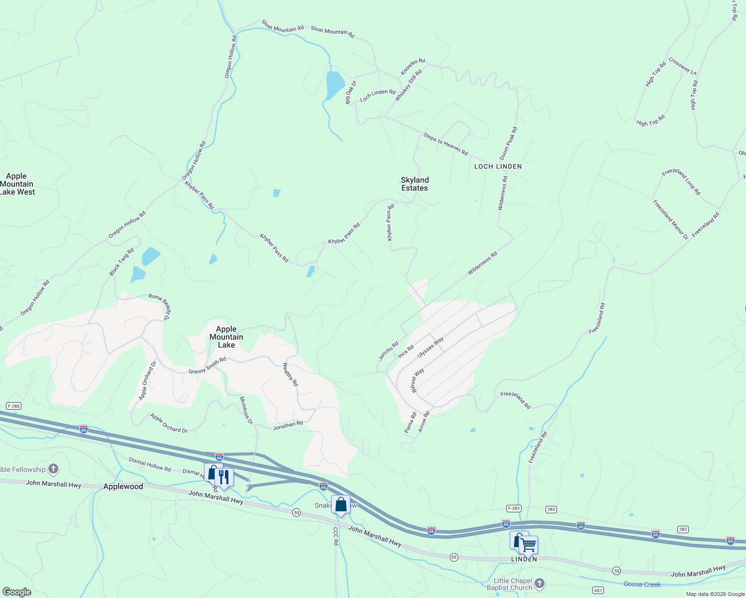 map of restaurants, bars, coffee shops, grocery stores, and more near 500 Delicious Road in Linden