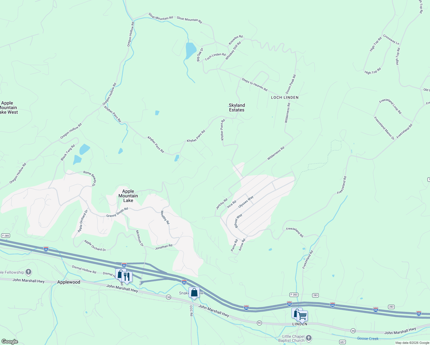 map of restaurants, bars, coffee shops, grocery stores, and more near 500 Delicious Road in Linden