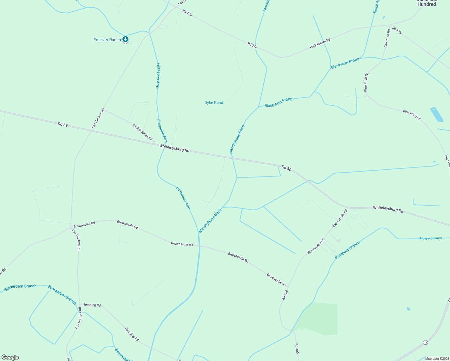 map of restaurants, bars, coffee shops, grocery stores, and more near 5918 Whiteleysburg Road in Harrington